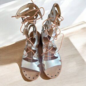 Latigo Hand Made Gladiator /Rapper Sandals Leather in Silver- US 7M